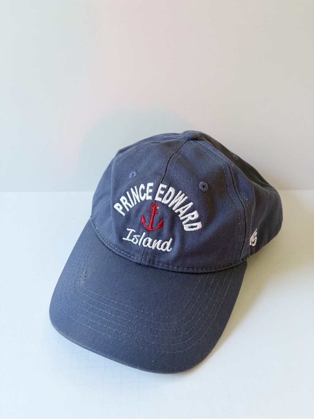 Prince Edward Island Navy Baseball Cap with Red Anchor Nautical Baseball Hat